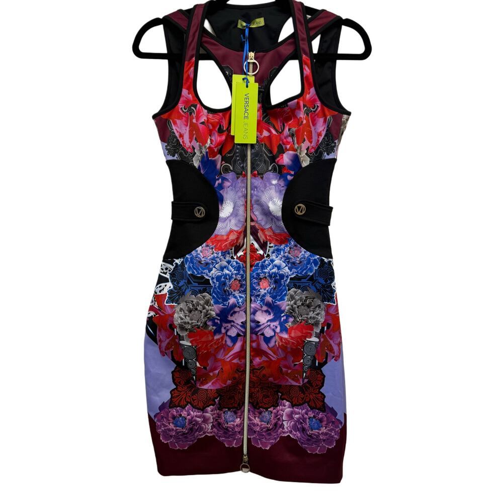 Versace Woman's multicolor short sleeve dress in size 38 in US 2-4